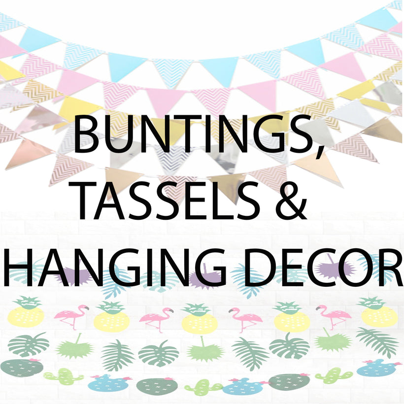 Buntings, tassels and hanging decor