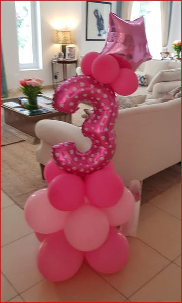 Any single digit pink number balloon pillar