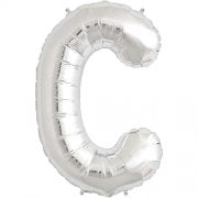 Letter C Silver Foil Balloon - 40 inches - PartyMonster.ae