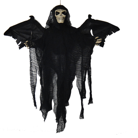Black reaper ghost with sound halloween decoration 55cm