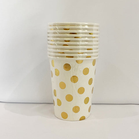 golden polka dots paper cups for sale in Dubai