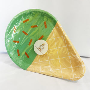 Green Ice Cream Cone Shaped Paper Plates for sale in Dubai