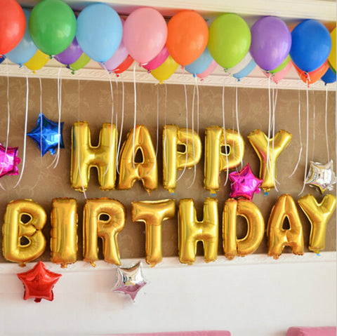 Golden Happy Birthday Balloon Bunting Set - PartyMonster.ae