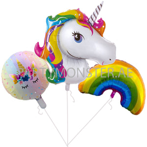 Unicorn foil balloons bouquet 02 - PartyMonster.ae