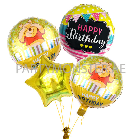 Winnie the Pooh birthday balloons bouquet - PartyMonster.ae