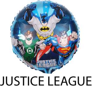 Justice League balloons and party supplies