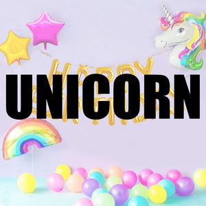 Unicorn balloons and party supplies