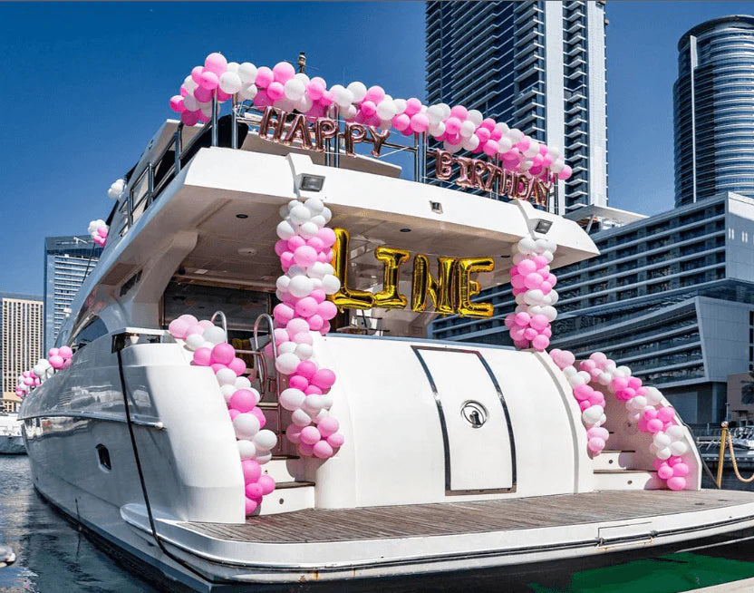 balloon decoration on a yacht in Dubai