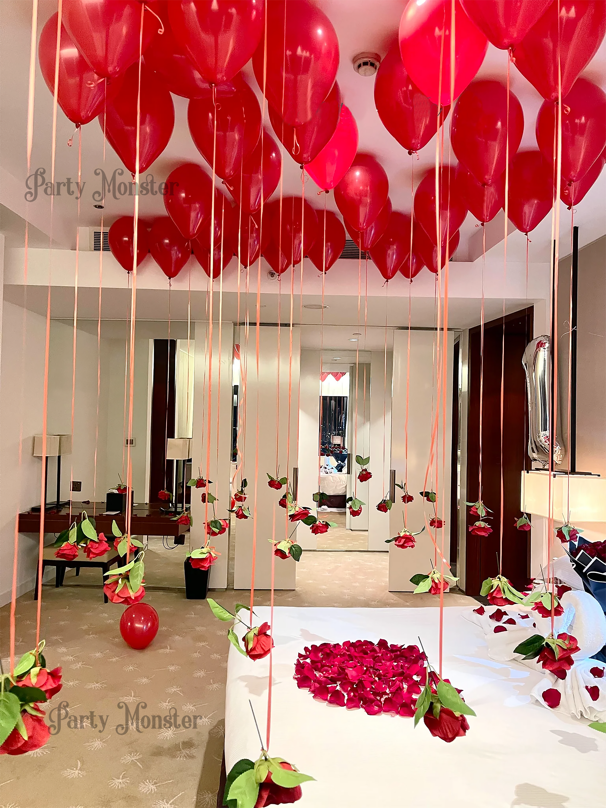 Ceiling Balloons With Roses!