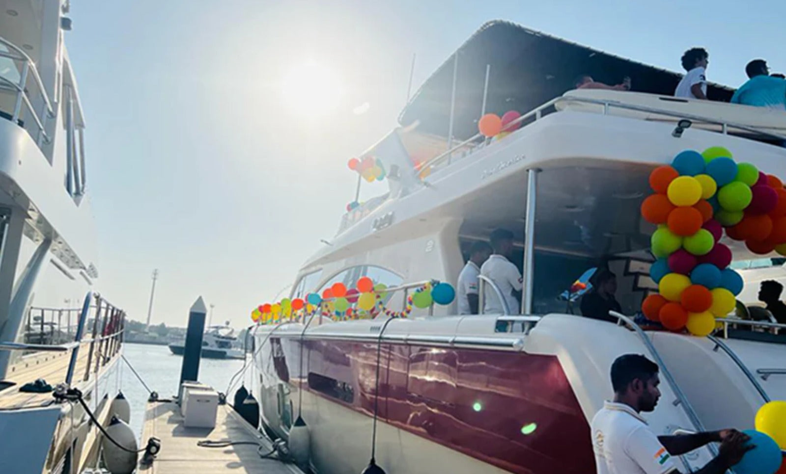 Balloon decoration on boat in Dubai