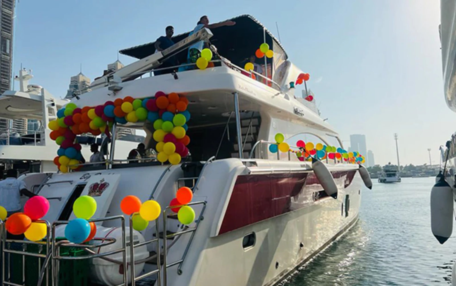 Balloon decoration on boat in Dubai