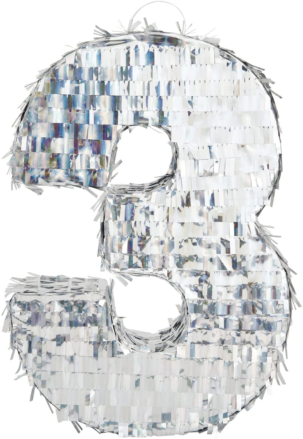 Number Three Silver Pinata Large