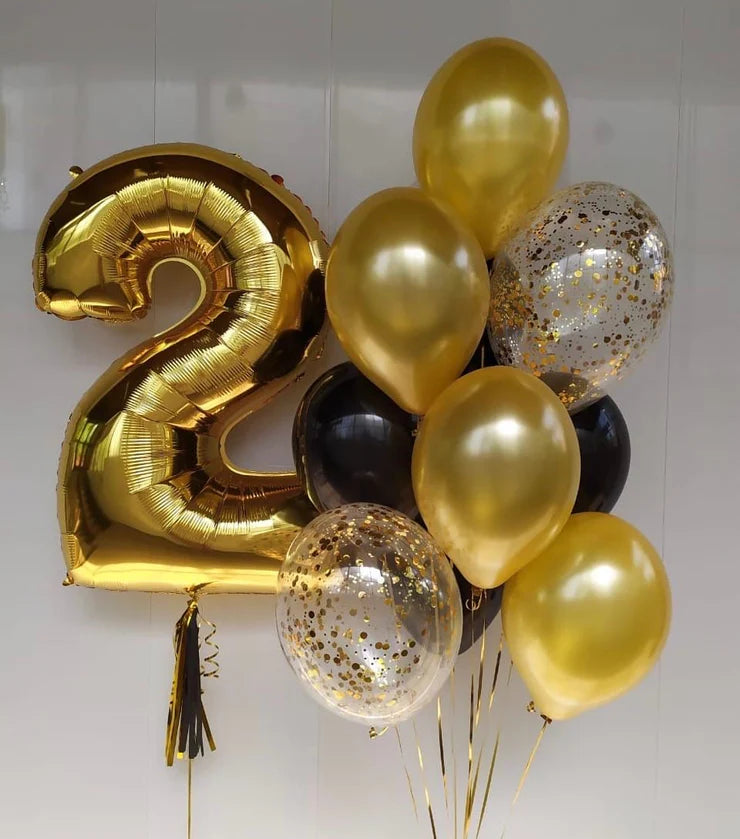 number 2 gold and black balloons for birthday in Dubai