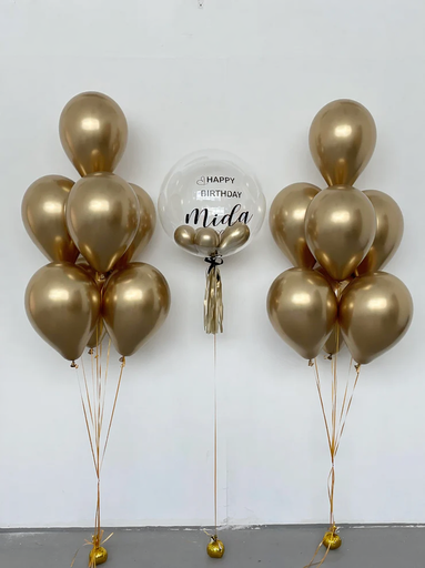 golden balloons set up in Dubai
