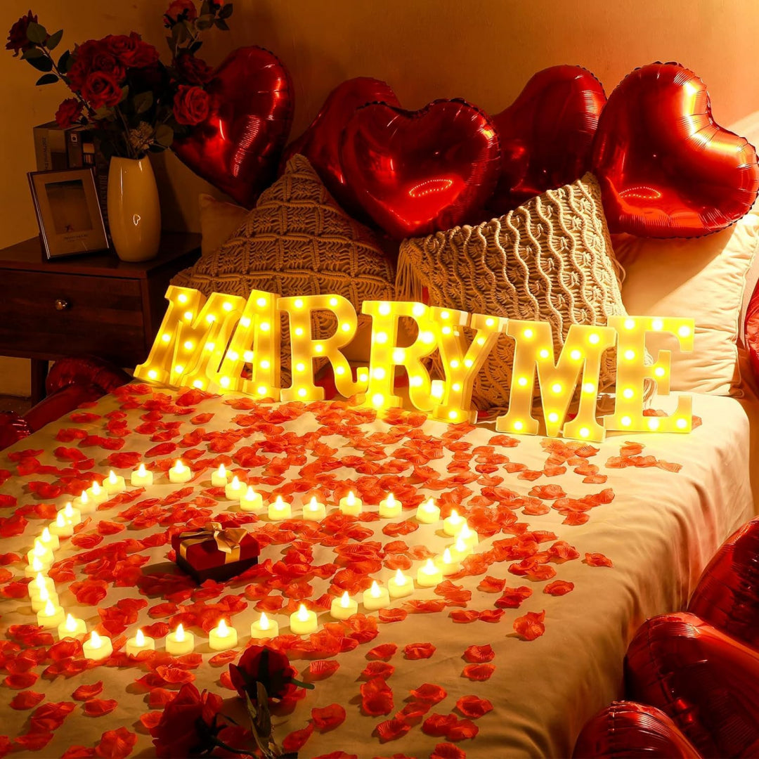 simple bedtop decor for marriage proposal