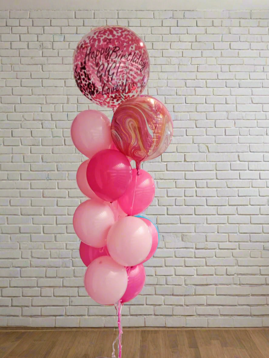 pink customized birthday balloons