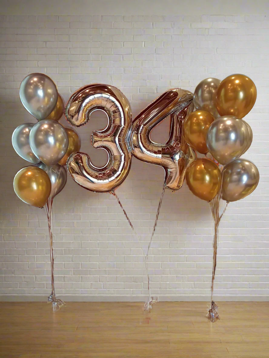 silver number birthday balloons bouquet delivery in Dubai