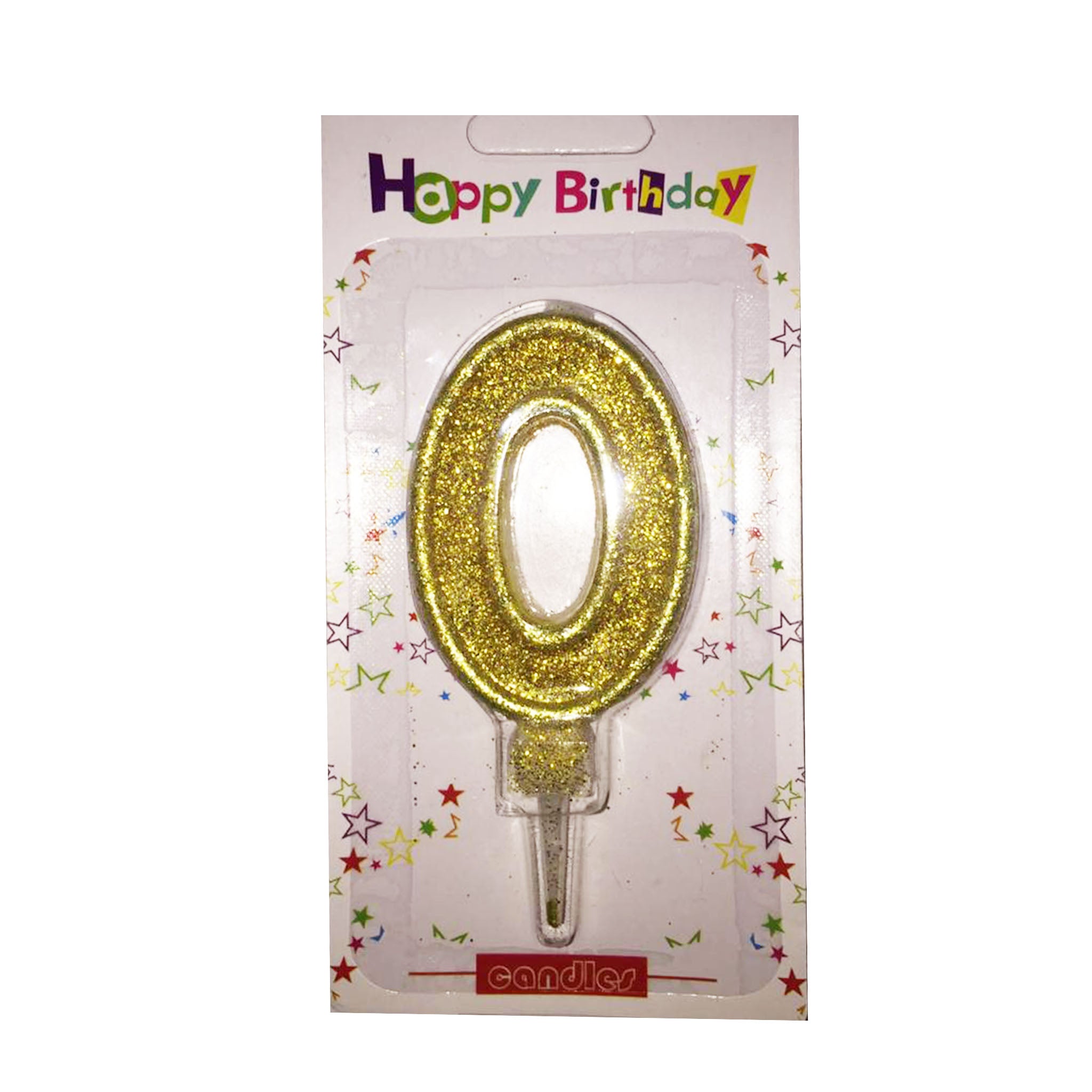 Number 0 birthday candle, golden glitter - PartyMonster.ae