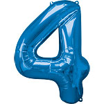 Number 4 Blue Foil Balloon - 40inches - PartyMonster.ae