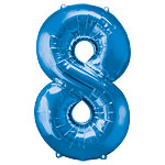 Number 8 Blue Foil Balloon - 40inches - PartyMonster.ae