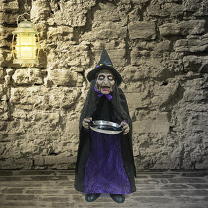 105cm tall standing witch with light and sound Halloween decoration