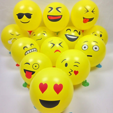 Smiley yellow different faces 12inches Balloons each - PartyMonster.ae