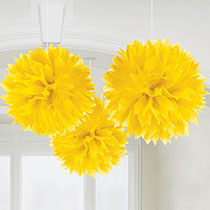 Yellow Hanging Decorations 3 pcs, 16inches - PartyMonster.ae