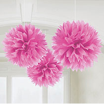 Pink Hanging Decorations 3 pcs, 16inches - PartyMonster.ae