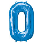 Number 0 Blue Foil Balloon - 40inches - PartyMonster.ae