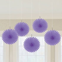 Purple Mini Fan Decorations, 6 inches,  5 pcs - PartyMonster.ae