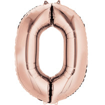 Rose Gold Number 0 Balloon - 40inches (Zero) - PartyMonster.ae