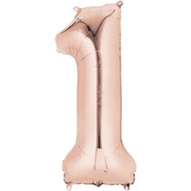 Rose Gold Number 1 Balloon - 40inches - PartyMonster.ae