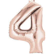 Rose Gold Number 4 Balloon - 40inches (Four) - PartyMonster.ae