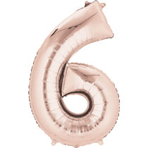 Rose Gold Number 6 Balloon - 40inches (Six) - PartyMonster.ae