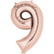 Rose Gold Number 9 Balloon - 40inches (Nine) - PartyMonster.ae