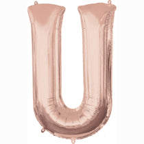 Alphabet U Rose Gold Foil Balloon - 16inches - PartyMonster.ae