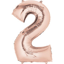 Rose Gold Number 2 Balloon - 40inches (Two) - PartyMonster.ae