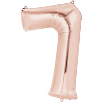 Rose Gold Number 7 Balloon - 40inches (Seven) - PartyMonster.ae