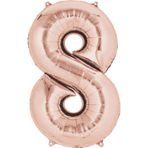 Rose Gold Number 8 Balloon - 40inches (Eight) - PartyMonster.ae