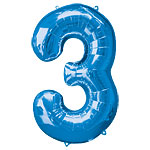 Number 3 Blue Foil Balloon - 40inches - PartyMonster.ae