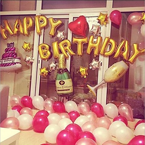 Rose Gold Happy Birthday Balloon Bunting Set - PartyMonster.ae