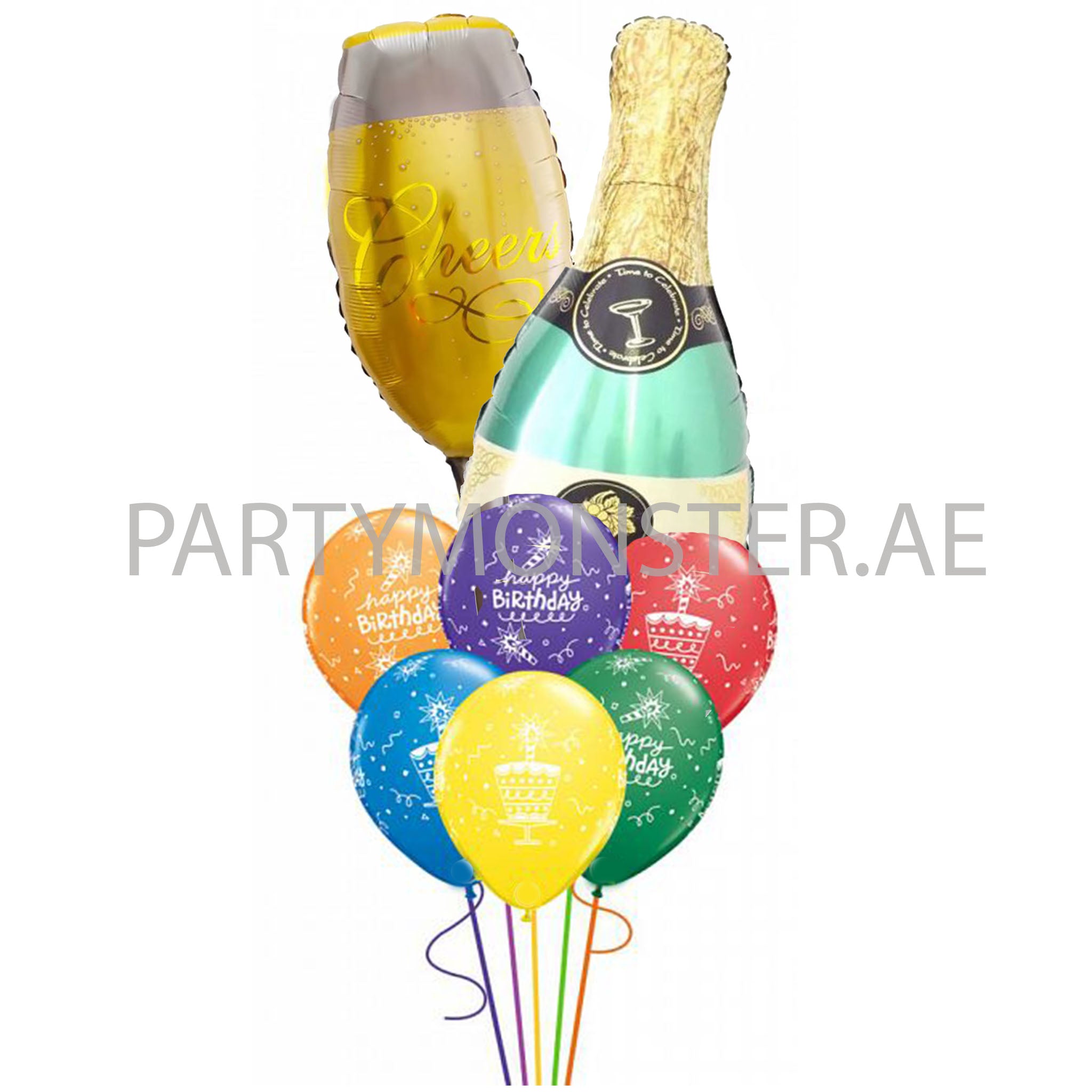 Adult's colorful birthday foil and latex balloons bouquet - PartyMonster.ae