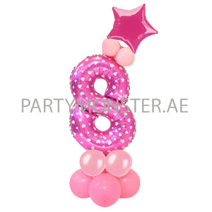 Any pink number balloon pillar - PartyMonster.ae