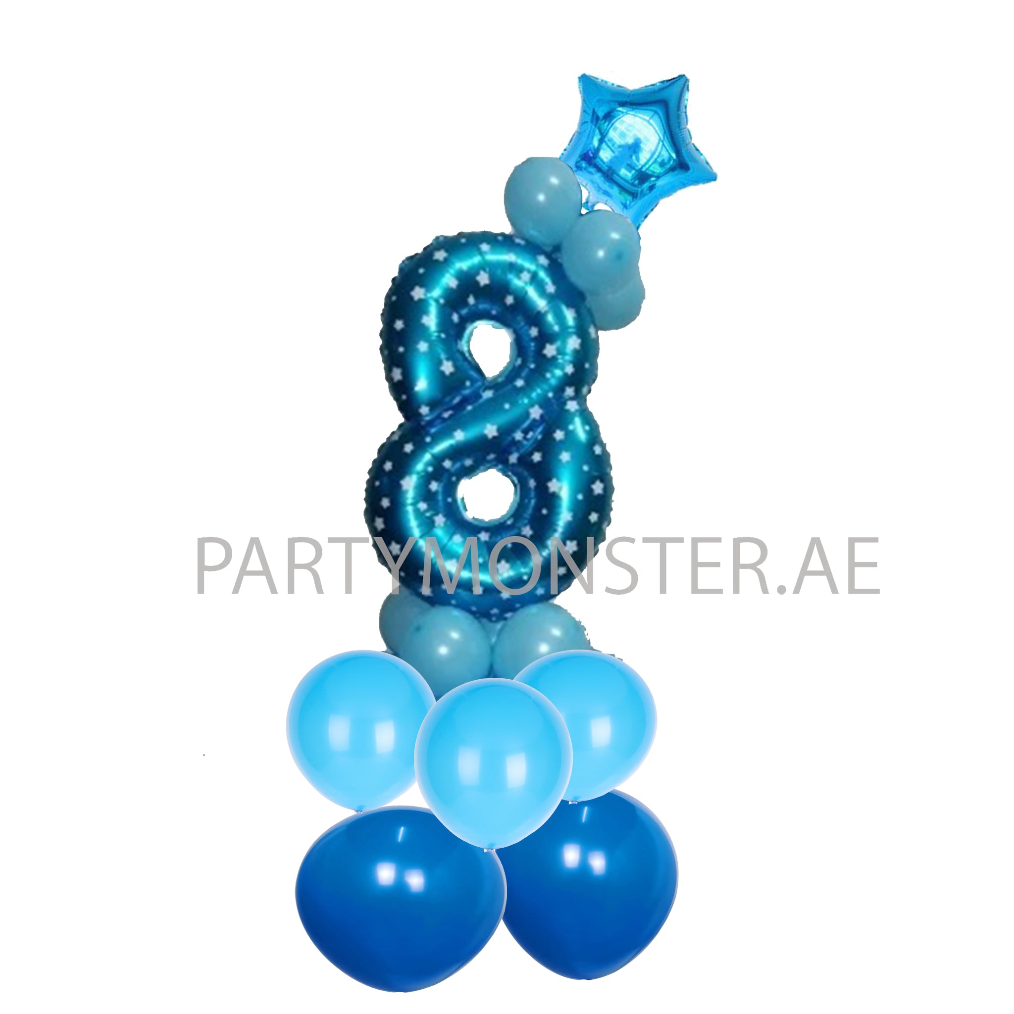Any blue number balloon pillar - PartyMonster.ae