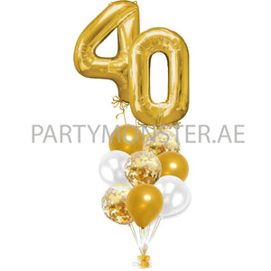 Any double digit golden numbers balloons bouquet - PartyMonster.ae