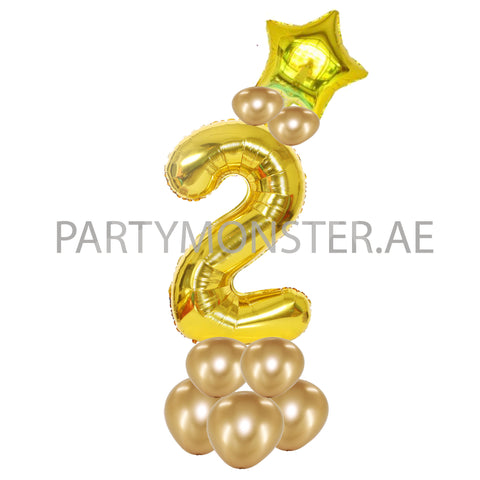Gold any number balloon pillar - PartyMonster.ae