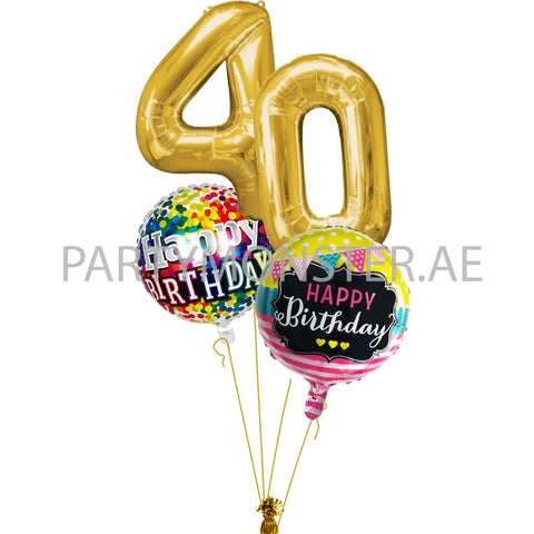 Any golden numbers birthday balloons bouquet - PartyMonster.ae
