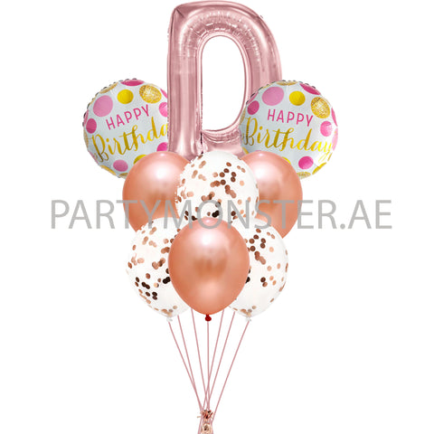 Any rose gold alphabet balloons bouquet - PartyMonster.ae