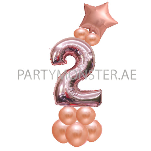 Any rose gold number balloon pillar - PartyMonster.ae