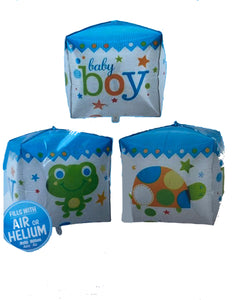 Baby boy 4 sided box shaped foil balloon for sale online in Dubai